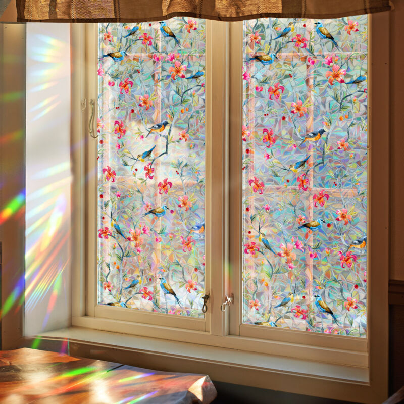 Sichtschutzfolie, blickdichte, dekorative Buntglas-Fensterfolie, farbige Fensterfolie für Zuhause, Schlafzimmer, Badezimmer, Wohnzimmer