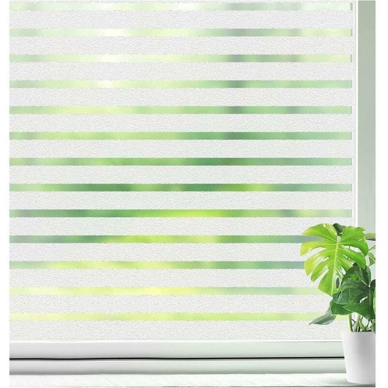 Sichtschutzfolie für Fenster, Milchglas-Streifen, blickdichte Fensterfolie, selbstklebende Fensterfolie – geeignet für Büro, Schlafzimmer, Küche,