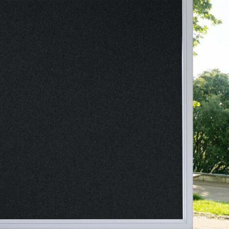 Sichtschutzfolie, schwarze Fensterfolie 445 x 200 cm, elektrostatische Fensterfolie, mattierte, UV-beständige, blickdichte Fensterfolie für Büro und