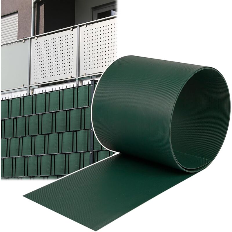 10x Sichtschutzstreifen Hart pvc Sichtschutzfolie 2,5m x 19cm Sichtschutz Zaun Rolle Blickdicht Doppelstabmattenzaun Sichtschutz Windschutz, Grün