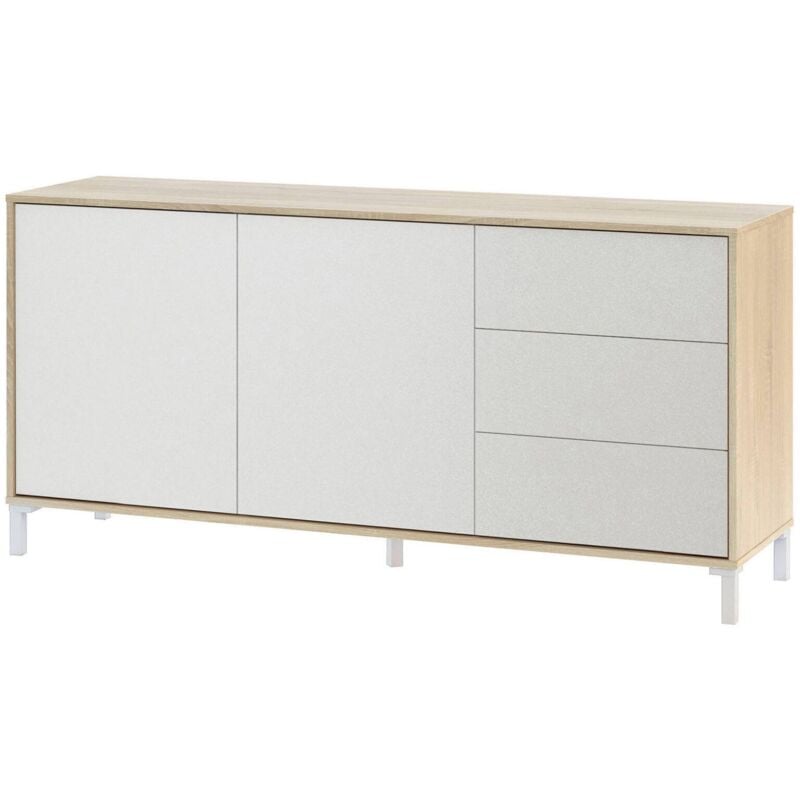 Highboard Concord, Modernes Sideboard mit 2 Türen und 3 Schubladen, Buffet im Wohnzimmer, Fernsehschrank, Sideboard für Wohnzimmer, cm 154x41h74,
