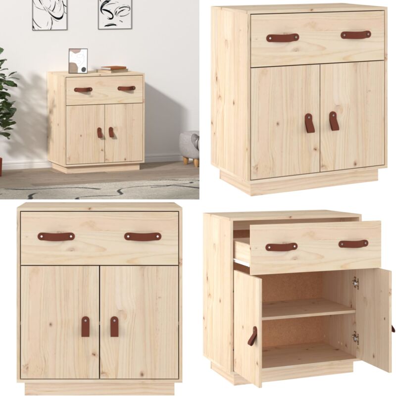 Sideboard 65,5x40x75 cm Massivholz Kiefer - Holz Sideboard - Massives Kiefernholz - Wohnzimmer Möbel - Sideboard Mit Tür - Regal - Home & Living