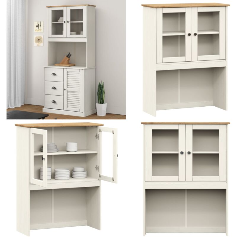 Vidaxl - Sideboard-Aufsatz vigo Weiß 78x30x100 cm Massivholz Kiefer - Sideboard Aufsatz - Vitrinenschrank - Regal - Wohnzimmer Dekoration - Massiver