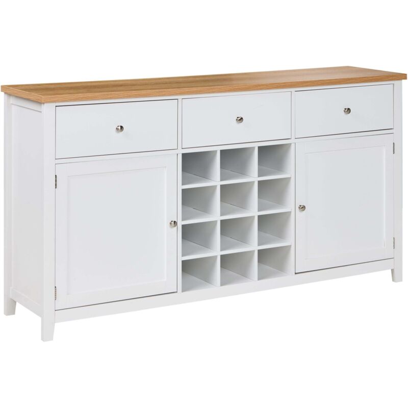 Sideboard aus weißem mdf mit 2 Türen Ablagen Schublade Weinregal moderner Stil Sideboard für den Flur