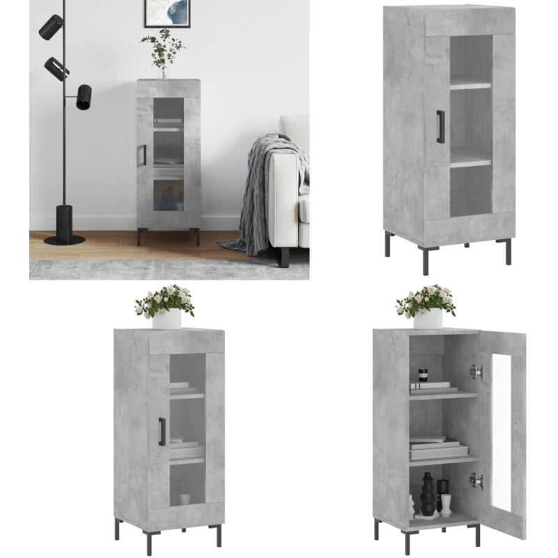 Sideboard Betongrau 34,5x34x90 cm Holzwerkstoff - Schreibtisch - Wohnzimmermöbel - Sideboard - Regal - Holz Sideboard - Home & Living