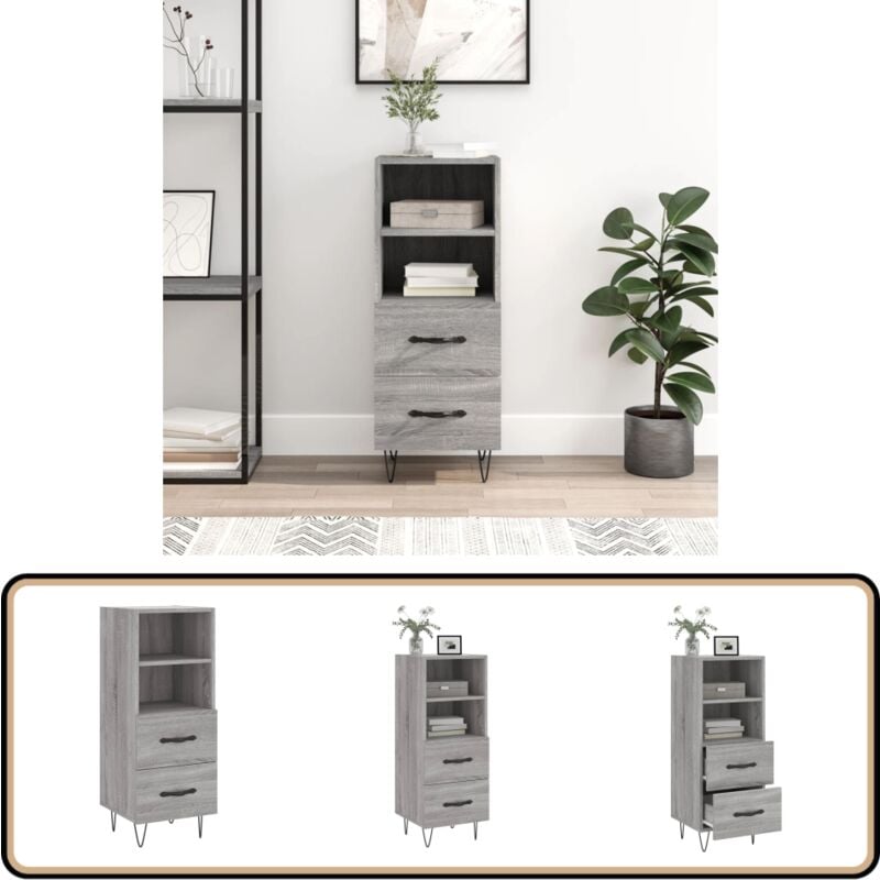 Sideboard Grau Sonoma 34,5x34x90 cm Holzwerkstoff - Sideboard - Wohnzimmermöbel - Holz Sideboard - Grau Sideboard - Modernes Sideboard