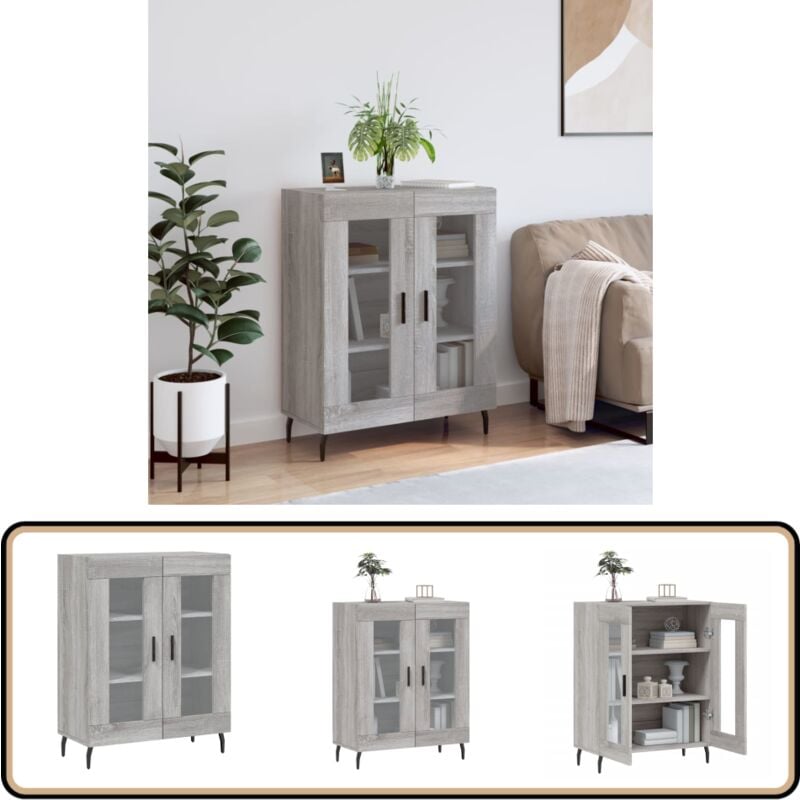 Sideboard Grau Sonoma 69,5x34x90 cm Holzwerkstoff - Sideboard - Wohnzimmermöbel - Holzmöbel - Grau - Schreibtisch