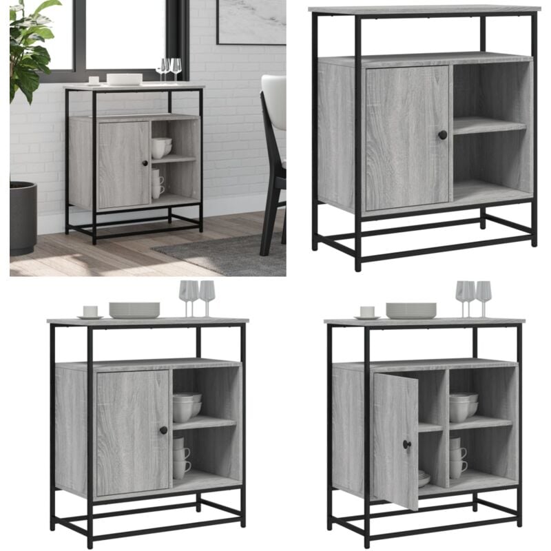 Sideboard Grau Sonoma 69x35x80 cm Holzwerkstoff - Schreibtisch - Wohnzimmermöbel - Sideboard - Grau Sideboard - Holz Sideboard - Home & Living