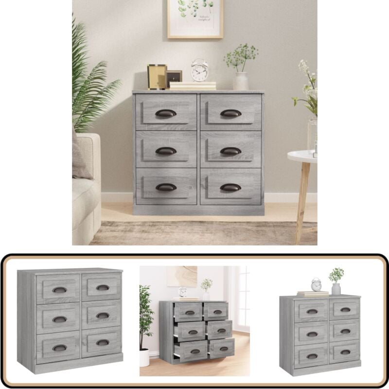 Sideboard Grau Sonoma 70x35,5x67,5 cm Holzwerkstoff - Schreibtisch - Wohnzimmermöbel - Sideboard - Grau - Holzmöbel