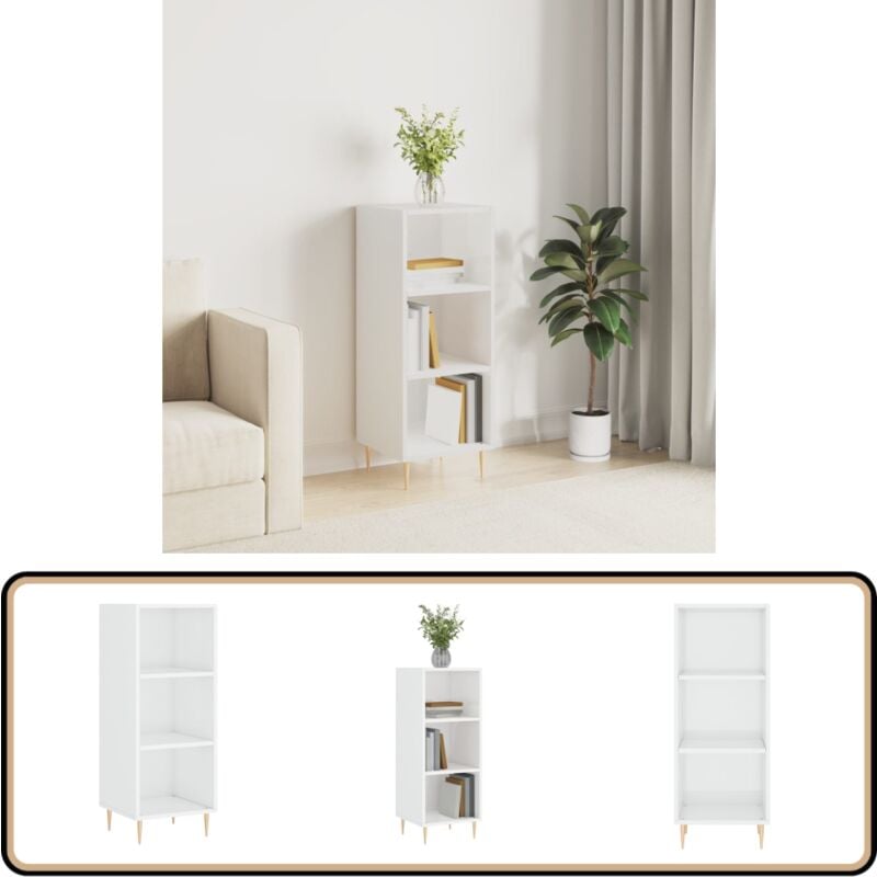 Sideboard Hochglanz-Weiß 34,5x32,5x90 cm Holzwerkstoff - Schreibtisch - Wohnzimmermöbel - Sideboard - Regal - Aufbewahrung