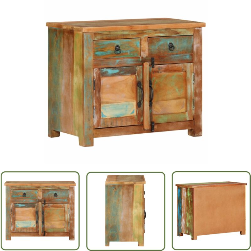 The Living Store Sideboard 68x35x55 cm Altholz Massiv - Altholzmöbel - Holzkasten - Regal - Wohnzimmermöbel - Sideboard Braun