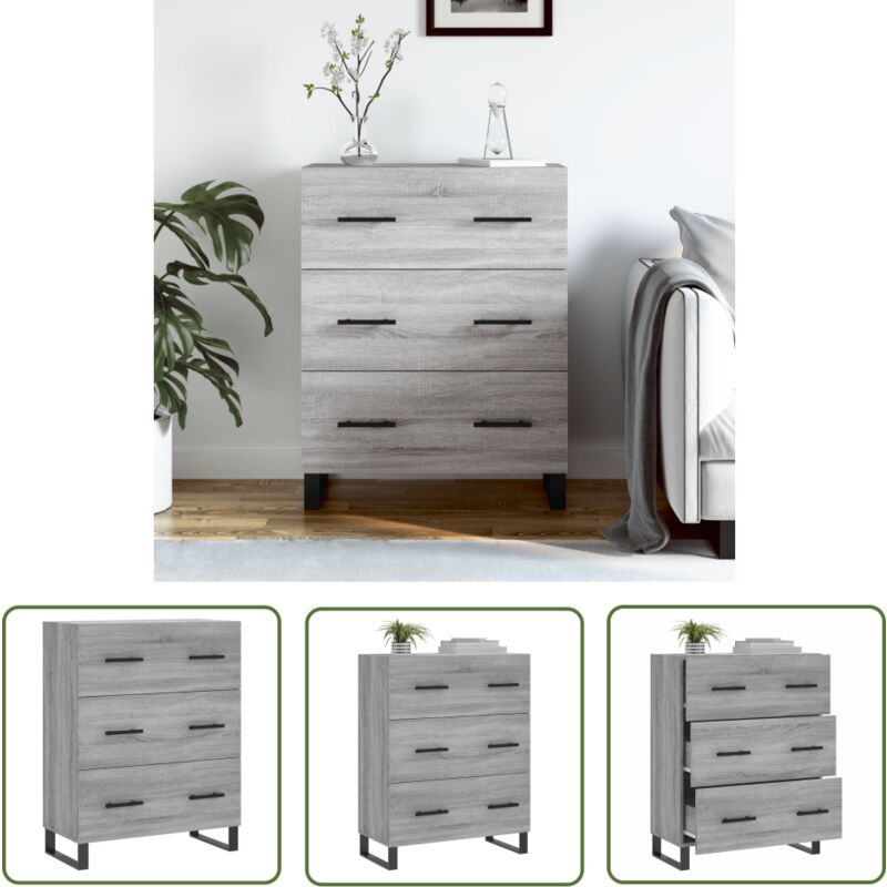 The Living Store Sideboard Grau Sonoma 69,5x34x90 cm Holzwerkstoff - Sideboard - Wohnzimmermöbel - Holzmöbel - Grau - Schublade