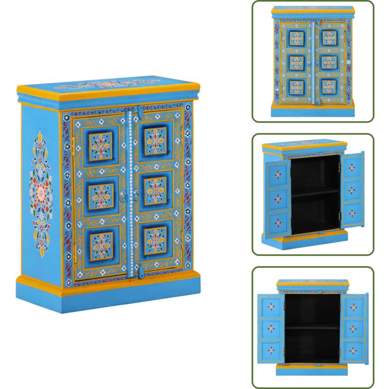 Sideboard Massivholz Mango Türkis Handbemalt - Sideboard - Sideboards - Beistellschrank - Anrichte