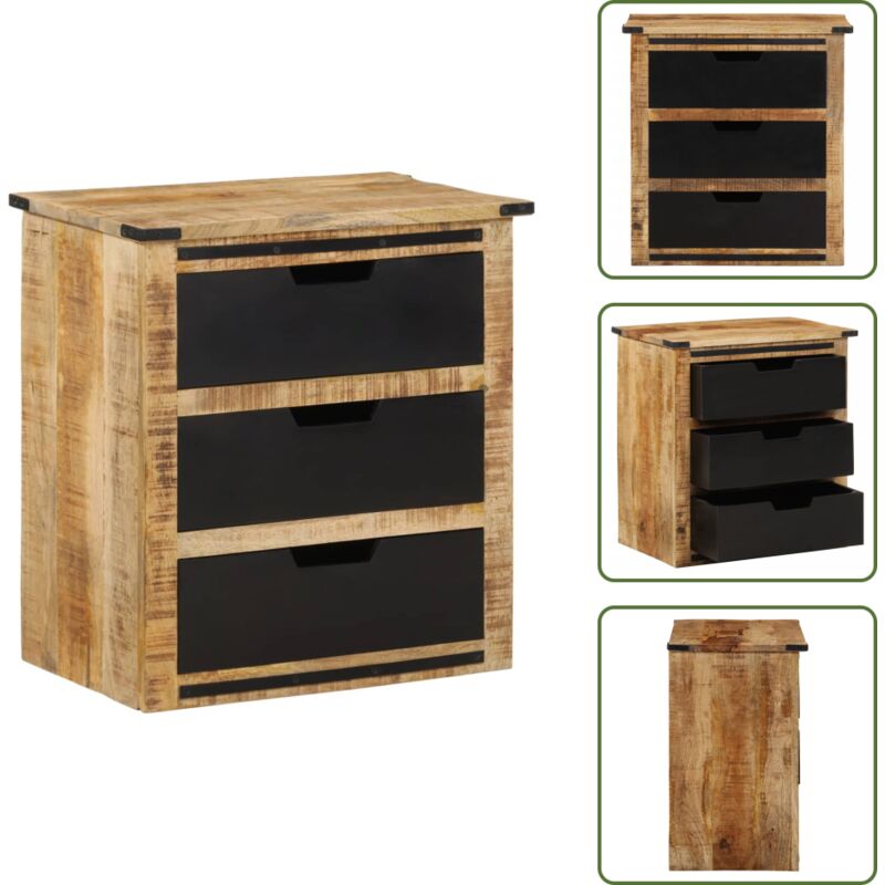 Sideboard mit 3 Schubladen 55x35x60 cm Massivholz Mango - Holz Sideboard - Mangoholz Sideboard - Wohnzimmermöbel - Regal - Aufbewahrung
