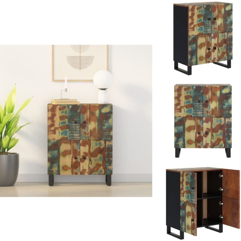Sideboard mit 4 Türen 60x33x75 cm Altholz Massiv - Altholzmöbel - Recyceltes Holz - Vintage Sideboard - Wohnzimmermöbel - Landhaus Stil