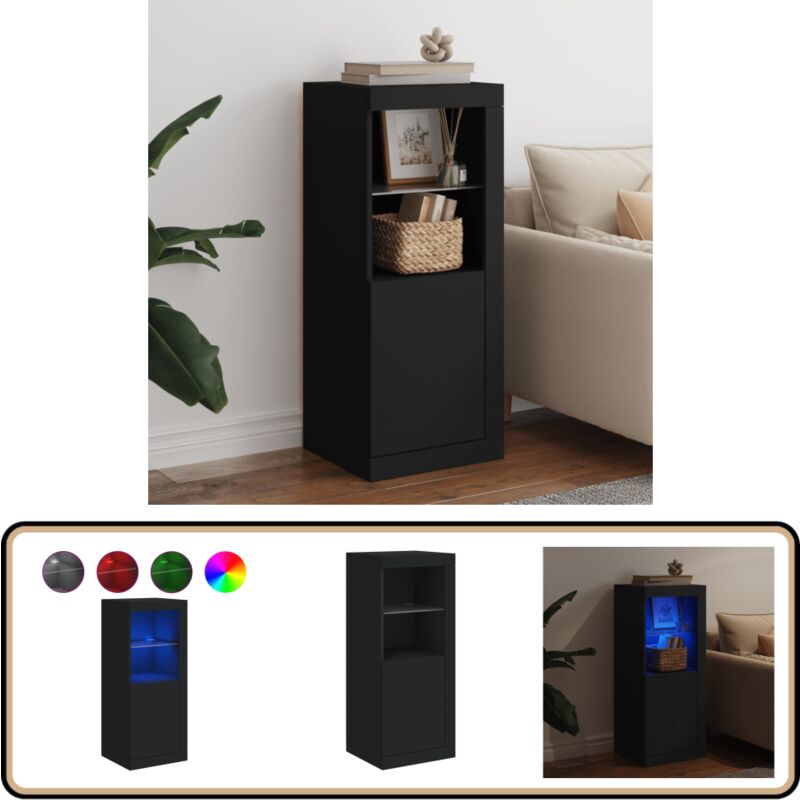 Sideboard mit LED-Leuchten Schwarz 41x37x100 cm - Schreibtisch - Wohnzimmermöbel - Sideboard - TV-Stand - Regal