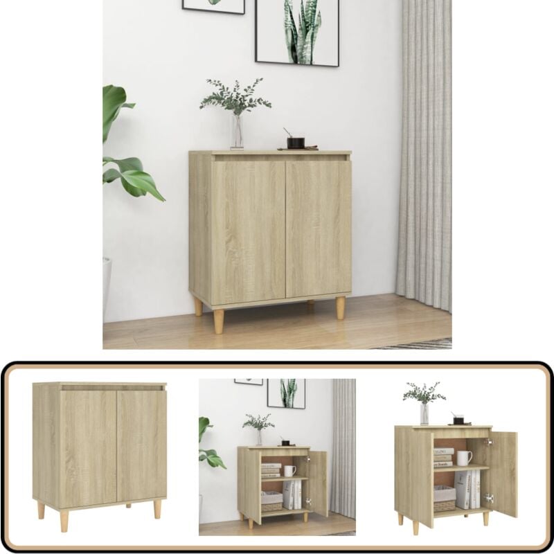 Sideboard mit Massivholz-Beinen Sonoma-Eiche 60x35x70 cm - Sideboard - Wohnzimmermöbel - Skandinavisches Design - Holzmöbel - Regal