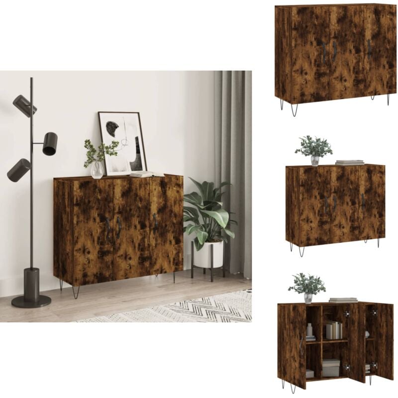 Sideboard Räuchereiche 90x34x80 cm Holzwerkstoff - Sideboard - Wohnzimmermöbel - Holzmöbel - Regal - Schreibtisch