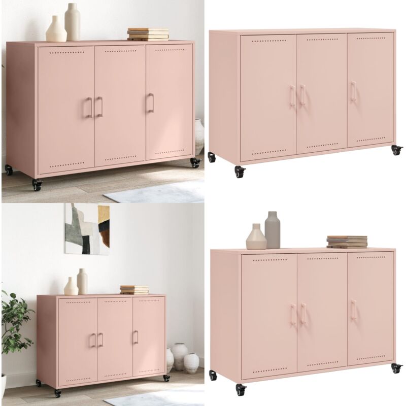 Sideboard Rosa 100,5x39x72 cm Stahl - Sideboard - Rosa Sideboard - Stahlschrank - Wohnzimmer Möbel - Aufbewahrungsschrank - Home & Living