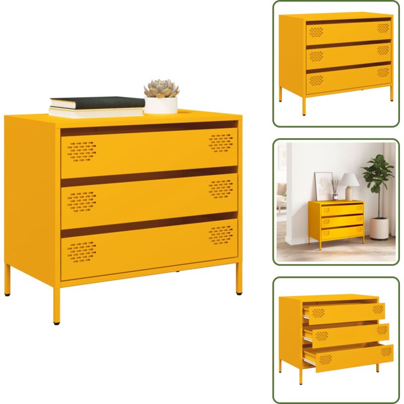 Sideboard Senfgelb 68x39x58,5 cm Kaltgewalzter Stahl - Sideboard - Sideboards - Kommode - Anrichte