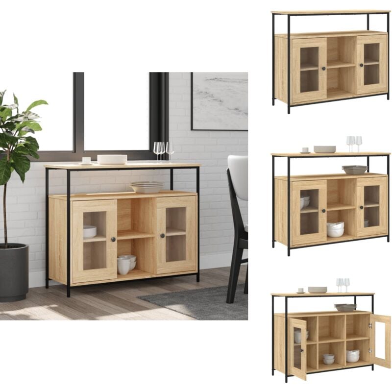 Sideboard Sonoma-Eiche 100x35x80 cm Holzwerkstoff - Sideboard - Wohnzimmermöbel - Eichefarben - Holzmöbel - Regal