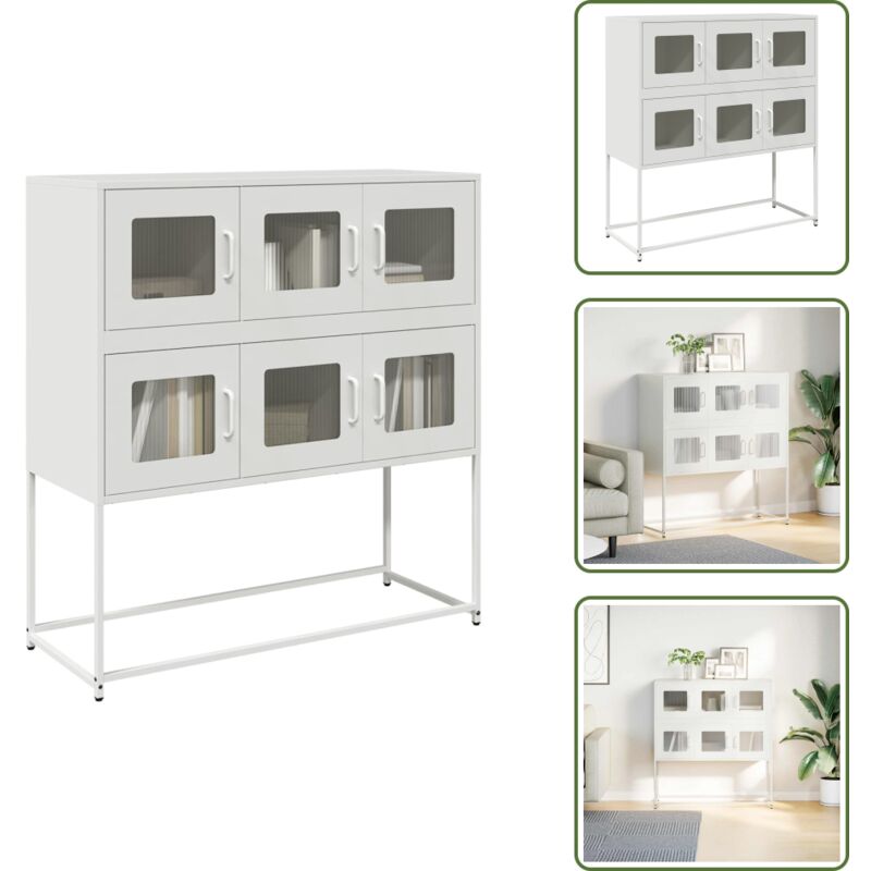 Sideboard Weiß 100,5x39x107 cm Kaltgewalzter Stahl - Sideboard - Sideboards - Kommode - Anrichte