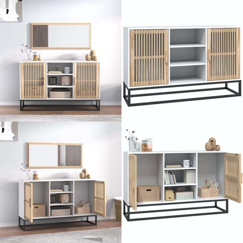 Sideboard Weiß 105x30x65 cm Holzwerkstoff - Schreibtisch - Wohnzimmermöbel - Sideboard - Regal - Eiche - Home & Living