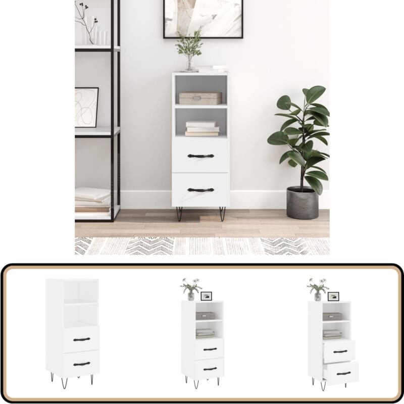 Sideboard Weiß 34,5x34x90 cm Holzwerkstoff - Schreibtisch - Wohnzimmermöbel - Sideboard - Regal - Weißer Sideboard