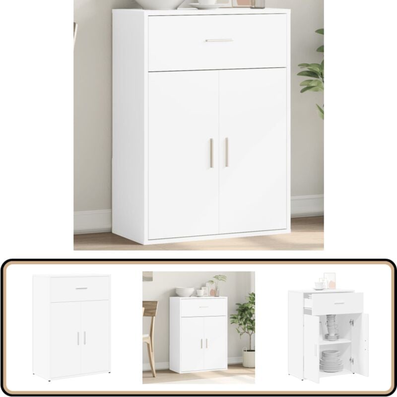 Sideboard Weiß 60x30x84 cm Holzwerkstoff - Schreibtisch - Wohnzimmermöbel - Sideboard - Regal - Holzmöbel