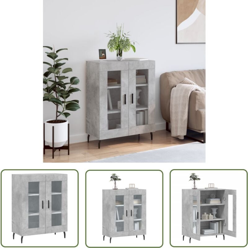 The Living Store Sideboard Betongrau 69,5x34x90 cm Holzwerkstoff - Schreibtisch - Wohnzimmermöbel - Sideboard - Regal - Holz Sideboard