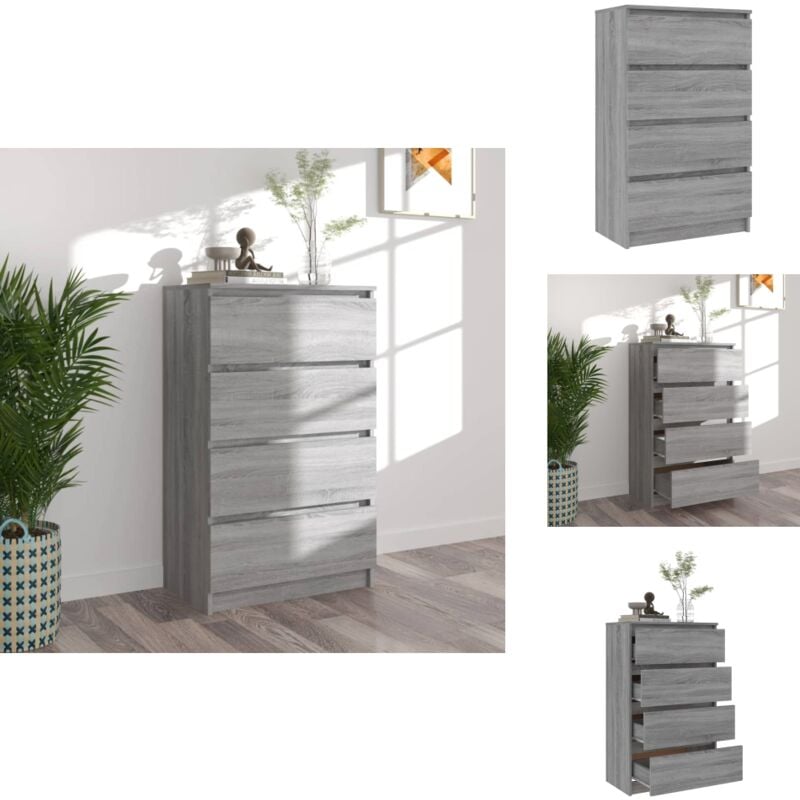 Sideboard Grau Sonoma 60x35x98,5 cm Holzwerkstoff - Sideboard - Wohnzimmermöbel - Holzmöbel - Grau - Schubladenschrank