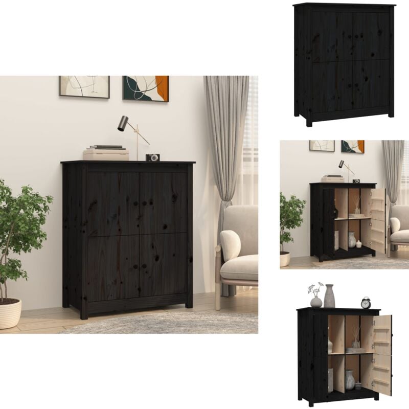 Vidaxl - Sideboard Schwarz 83x41,5x100 cm Massivholz Kiefer - Holz Sideboard - Schwarz - Massiver Kiefernholzsidesboard - Landhausstil Sideboard