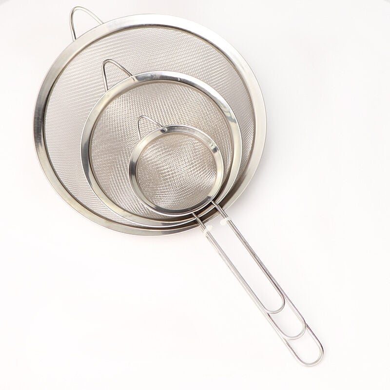Jusch - Sieb- und Durchschlag-Set – Edelstahl-Metallsieb, feinmaschiges Sieb 3er Set Küchensieb, Sieb Kochen, Mehl