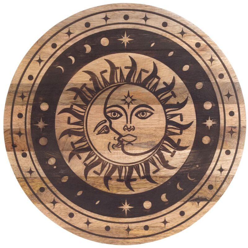 Wanddeko Sonne und Mond, Bohème-Deko, Ethno-Holzkunst, Gartendeko, Einzigartiges Geschenk