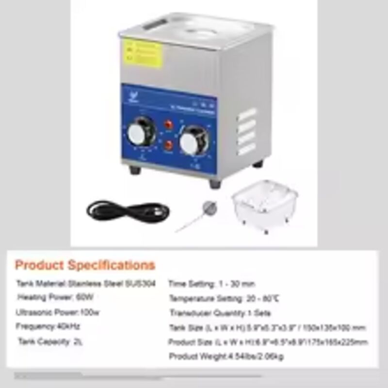 SIHAO 2L 40KHZ Ultraschallreiniger mit Heiztimer für Schmuckreinigung Taste Steuerbrille Ringe Zähne Musikinstrumente Blau