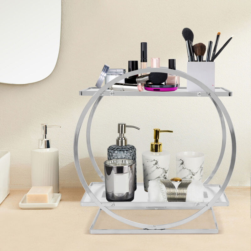 Silber Make Up Kosmetik Organizer Aufbewahrungsbox Kosmetik-Display-Tablett