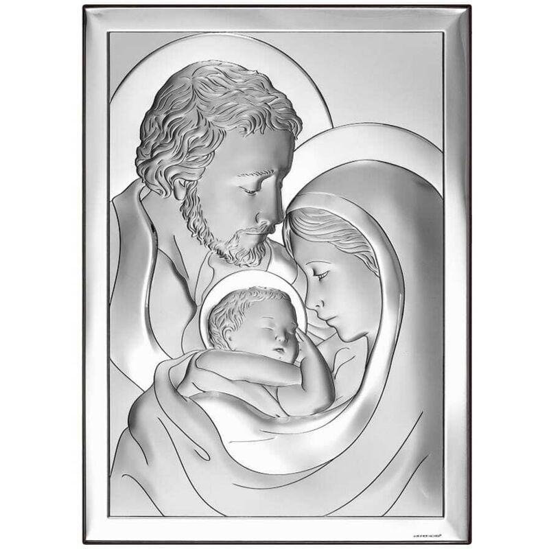 Silberbild mit Gravur Heilige Familie, Andenken an Hochzeit, Kommunion, Taufe 6649 5,2 x 8 cm