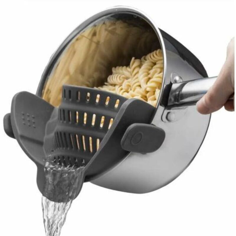 Silikon-Küchensieb, zusammenklappbar, geeignet für alle Töpfe und Pfannen, ideal zum Abtropfen von Nudeln, Gemüse und Obst