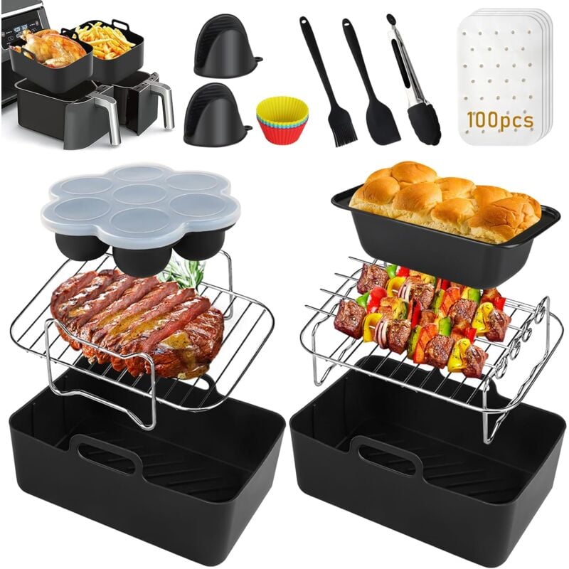 Coocheer - Silikon-Luftfritteuse-Zubehör, 12er-Pack, für Ninja Dual AF300UK AF400UK und Tower Air Fryer T17088