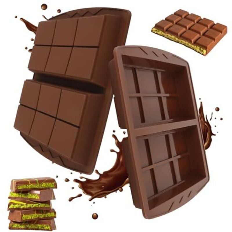 Silikon-Schokoladenformen, tiefe Silikon-Schokoladenform für Energieriegel, Pralinen und kulinarische Dekorationen, Braun
