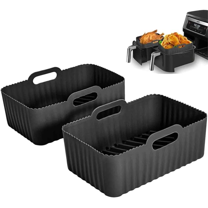 Bluedeer - Silikonform für Heißluftfritteuse – 2Pcs Airfryer Zubehör, Silikoneinsatz für Dual Zone Heißluftfritteuse Backpapiere