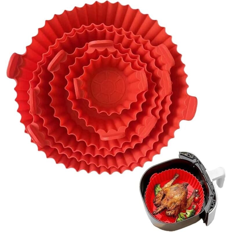 Silikonform für Heißluftfritteuse, 6-teilige ölfreie Silikonform, Zubehör für Heißluftfritteuse, ersetzt Airfyer-Papierfach, wiederverwendbare