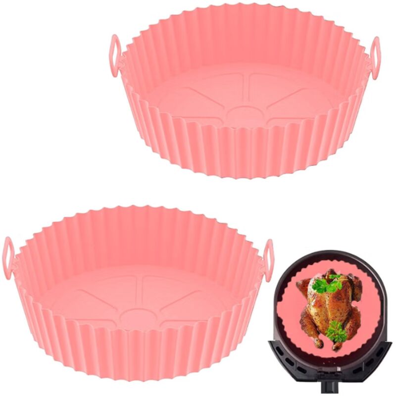 Silikonform für Heißluftfritteuse, Heißluftfritteuse, 2-teilige Heißluftfritteusenform, Silikon-Fritteusenkorb, Heißluftfritteusen-Ofenauskleidung,