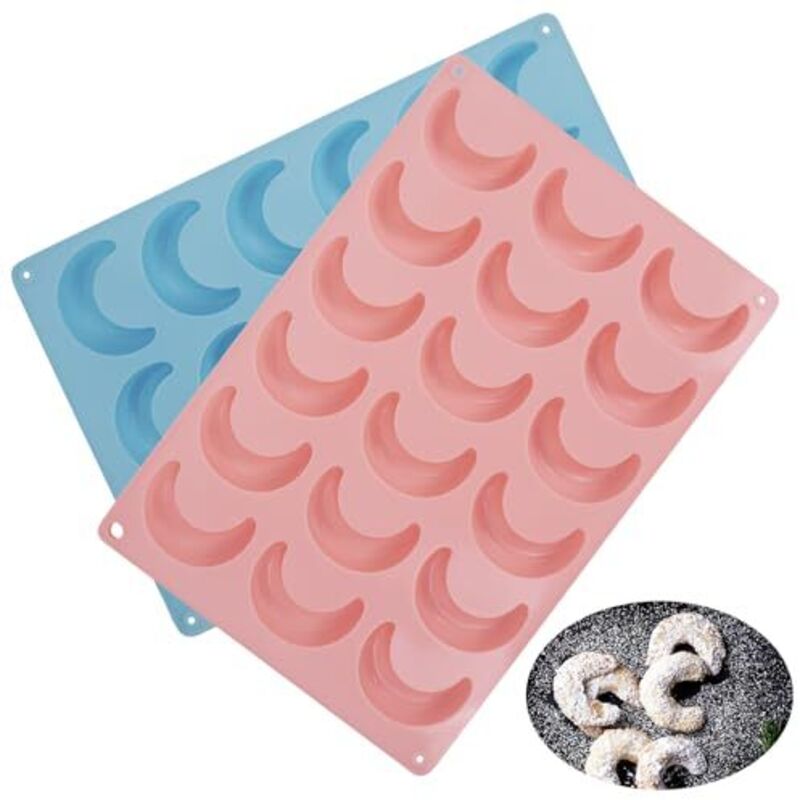 Silikonformen Vanillekipferl, lebensmittelechte Silikon-Backformen für Kekse, Kuchen, Madeleines, Pralinen