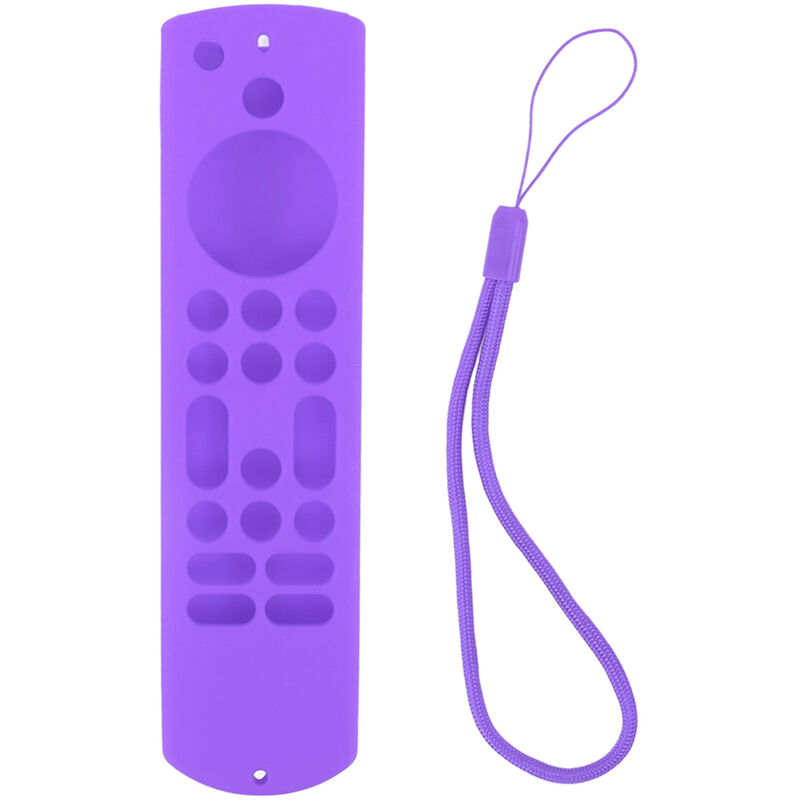 Silikonhülle für Amazon TV-Fernbedienung, weicher, stoßfester und wasserdichter Schutz, vollständige Abdeckung mit präzisen Aussparungen, Farbe: Lila.