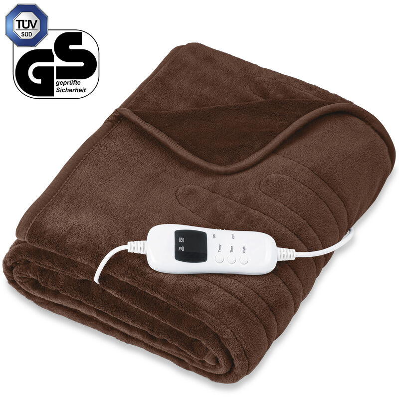 Sinnlein - Heizdecke elektrisch 180x130cm Braun Wärmeunterbett xxl Heizmatte Abschaltautomatik
