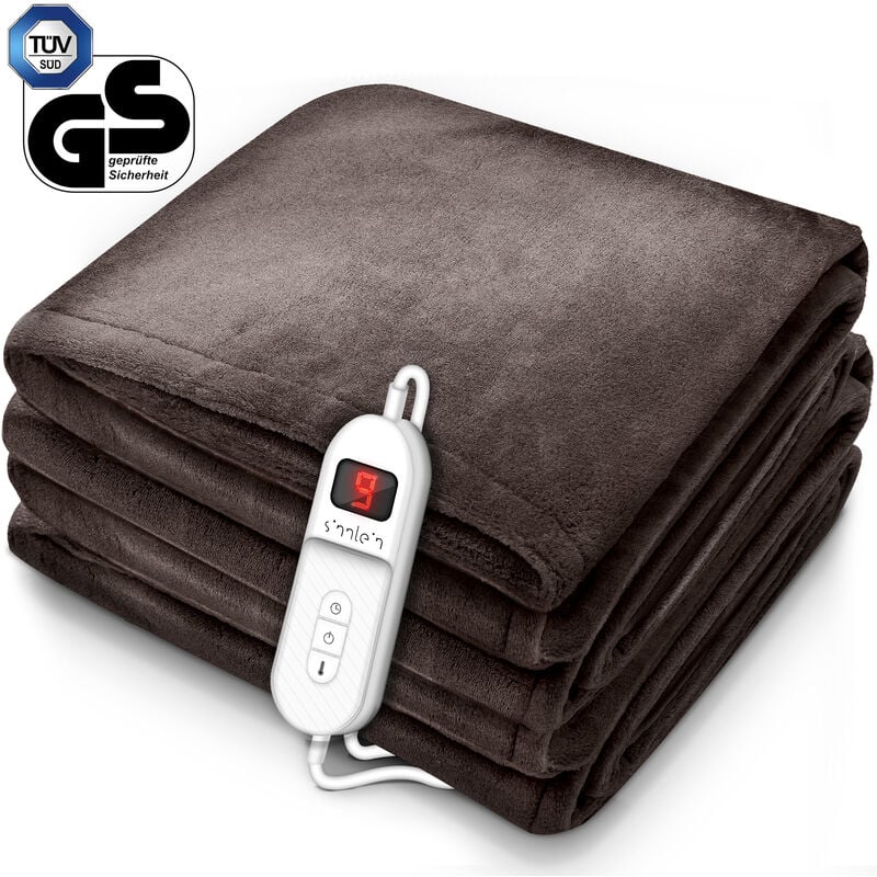 Sinnlein - Heizdecke elektrisch 200 x180cm Braun Wärmeunterbett xxl Heizmatte Abschaltautomatik