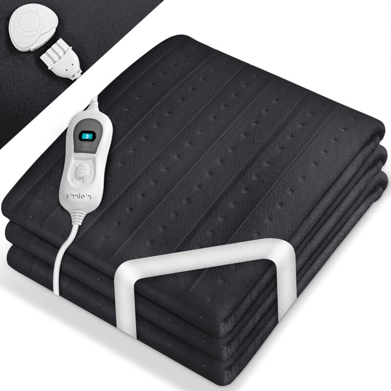 sinnlein Wärmeunterbett Anthrazit 150 x 80 cm - Ohne Muster elektrisch Heizdecke Abschaltautomatik Wärmedecke Wärmebett XXL