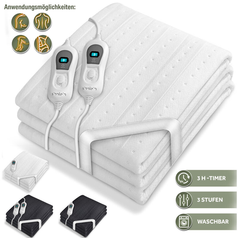 Wärmeunterbett elektrisch 160 x 140 cm - Ohne Muster Heizdecke Abschaltautomatik Wärmedecke Wärmebett xxl - Sinnlein
