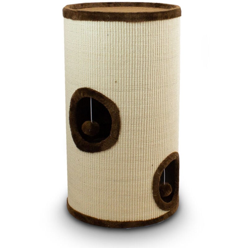 Bituxx - Sisaltonne Kratztonne Katzentonne Katzenbaum Katzenhöhle Kratzbaum mit Plüsch und Sisal 70 cm Braun